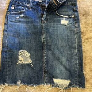 AG Adriano Goldschmied Blue Distressed Skirt